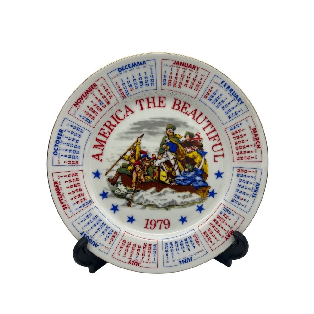 1979 America the Beautiful Calendar Plate Spencer Gifts Series IV 9" Patriotic